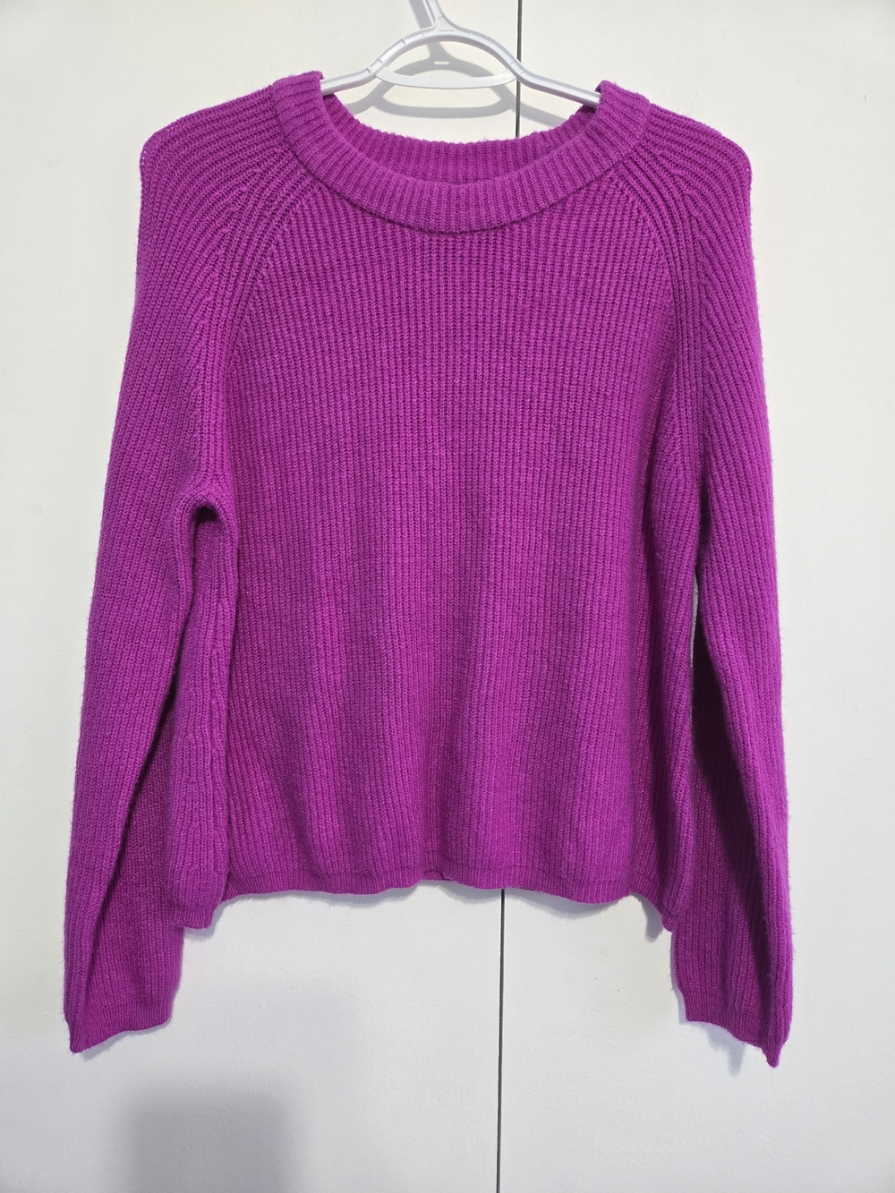 Tahari Bright Pink Ribbed Sweater Women’s Small Crewneck Soft Knit Pullover